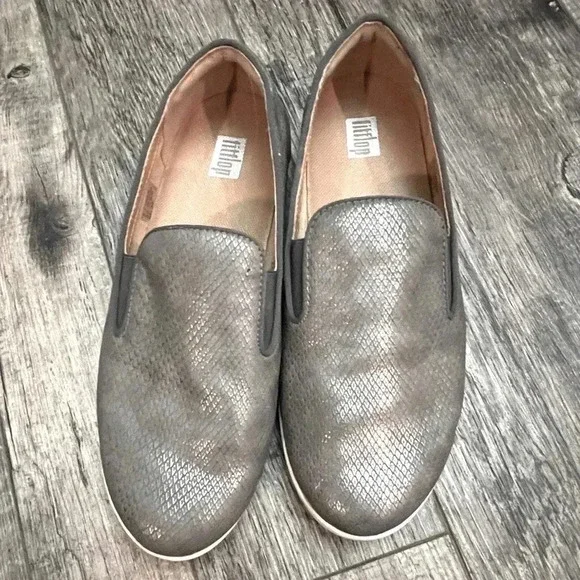 Fitflop Superskate Snake Gray Loafers size 6.5 comfort walking slip on sneaker - Picture 3 of 8
